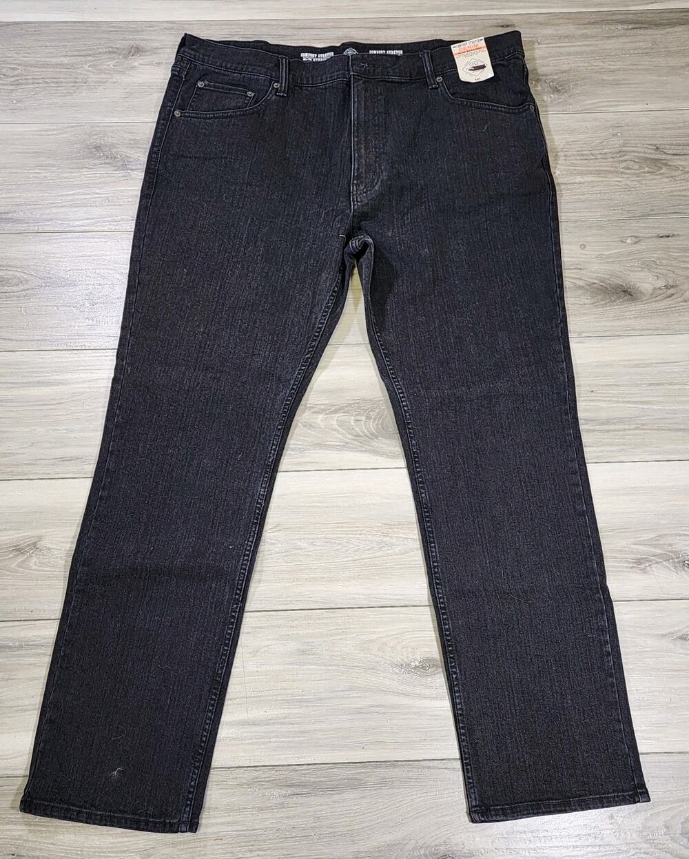 St. John's Bay Jeans Men's 40X32 Black Denim Slim Straight Stretch New